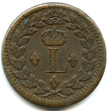 1 Décime Louis XVIII à l'L couronné 1814 BB . n°F.7371