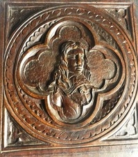 Panneau bois sculpté ancien Bretagne Personnage de la Noblesse  Moyen-Age 19éme