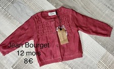 Jean Bourget 12 MOIS : CARDIGAN GILET Rose bébé fille NEUF