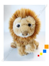 Peluche/Stuffed Animal Réaliste Petit Lion Assis Beige 20cm 8" - Playkids France