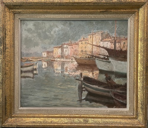 Tableau peinture ancienne port - tableau,