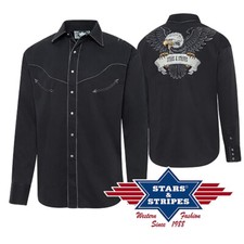 BLACK EAGLE Chemises NOIR grand aigle brodé country western Stars and Stripes ho