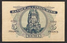 Nouvelle Calédonie 5 Francs Minerve Bleu impression Australienne 1944 TTB