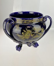  Grand Cache Pot Ancien Bleu de Sèvres , ISOLA BELLA D. B. XIXe Doré Emaillé 