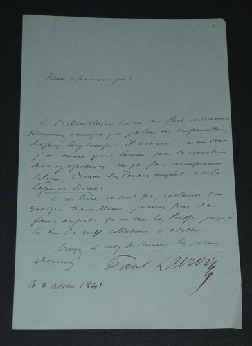 Paul lacroix lettre autographe - lacroix,