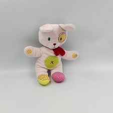 Doudou lapin rose vert jaune