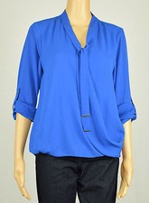 Alfani Womens Blue Tie-Neck