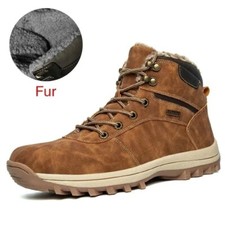 Bottes de neige en cuir Pu pour homme, chaussures chaudes, imperméables, d'hiver