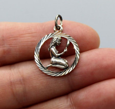 Pendentif Signe Astrologique / Signe du Zodiaque VIERGE Argent Massif 835 (T2)