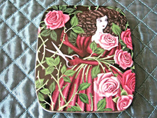  BOITE METAL FEMME FLEURS ROSES VIOLETTE en relief - Box metal LADY FLOWERS