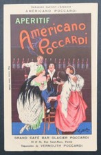Carte postale publicitaire APERITIF AMERICANO POCCARDI par Cappiello Café Paris