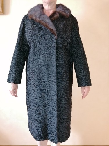 Manteau femme astrakan noir - ,