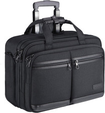 Rolling Premium Briefcase Fits up to 17.3 Inch Laptop Water-Repellent Overnight