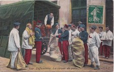 Carte militaire 1910 – Infanterie française – La corvée de pain – L.V. & Cie