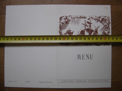 1954 menu cgt marine paquebot - menu,