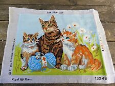Canevas Chat "Les Chatons" royal Paris à encadrer ou détourner 58cmX44cm état