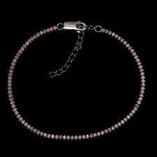 Bracelet En Argent Sterling 925 Avec Saphir Rose Et Diamant Taillé Rond Taille 7