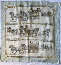 Foulard rare vintage Hermès " Attelages à quatre - Ledoux " en soie 90cm x 90cm