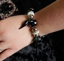 BEAU BRACELET " black and white" VERRE SOUFFLE ET NACRE