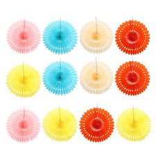  12 Pcs Pendentif Fête Du Nouvel An Guirlande D'éventails Papier Décoration
