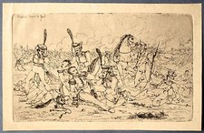 Eau forte originale de Emaus, une bataille