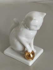 Franklin Mint Chat En Porcelaine Blanc De Chine 1988