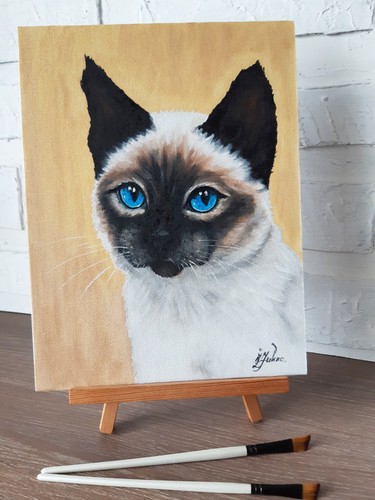 Chat siamois peinture - siamois, à