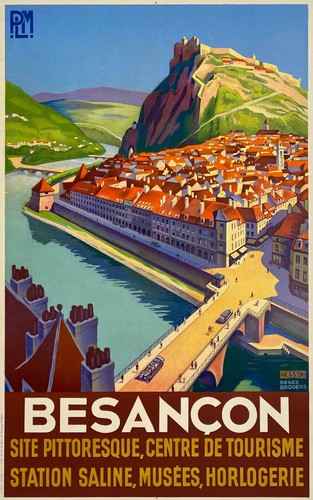 Affiche ancienne plm - plm, besançon