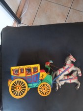 jouet tôle sérigraphie JOUSTRA diligence cow-boy avec système à clef( Sans Clef)