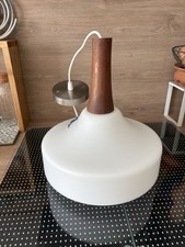 Lustre Suspension Vintage Opaline Blanche Design 60’s , Scandinave