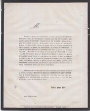 1864 Faire-part décès Mme CAILLARD de BEAUVOIR née THIROUX de GERVILLIER - Paris