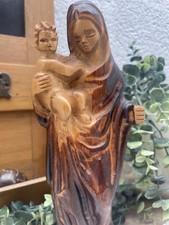 Vierge Marie et Jésus bois sculpté main art populaire religieux