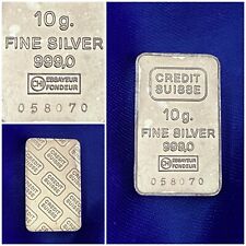 Lingot Argent Pur Credit Suisse Bank - Numéroté Fine Silver Bar 999 - 10 gram