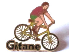 Pin's VELO CYCLE GITANE VTT  Version Rose, vert et jaune Fabriquant Vintage#5/14
