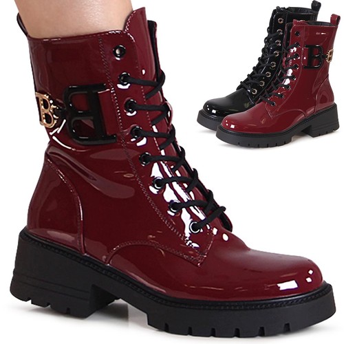 Bottes biker vernis pour - bottes, en