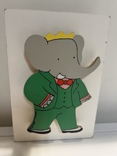 Ancienne Boîte à Musique Babar en bois Marque:Trousselier.