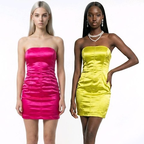 Robe courte bandeau satin - courte,