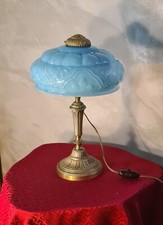 lampe bronze et opaline bleu 42x24 elec ok ; tres belle