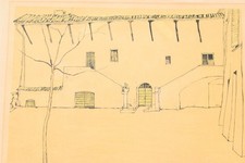 Jean Jansem " Spello , la cour 1977 " Litho E A 12/30 - école Paris - Arménie