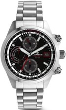 LORENZ Solar Chrono 030253AA Montre Hommes Chronographe Solaire Noir Acier