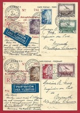 1930 Belgique - Poste aérienne n° 2/4 + 356 + 358/360 sur 2 cartes postales SA