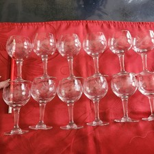12 anciens verres à apéritif gravés  verrerie de Portieux