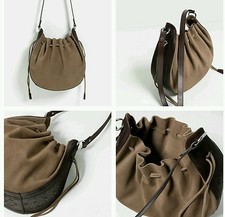 ZARA LEATHER BUCKET BAG WITH