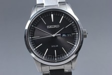 [Exc+5] Montre pour homme Seiko Solar Quartz V158-0AM0 cadran noir argent...