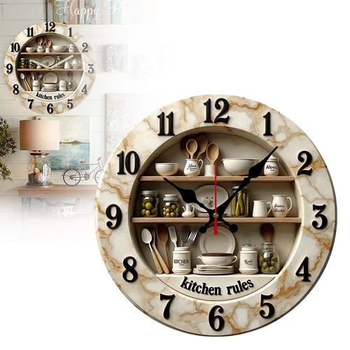 30cm horloge cuisine bois - cuisine,
