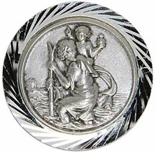 SAINT CHRISTOPHE MAGNETIQUE PLAQUE AUTO ROND ARGENTE  
