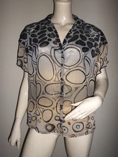 LEGER CHEMISIER FEMME MAYERLINE GRIS/BEIGE MOTIF NOIR CHOCOLAT T:42/44