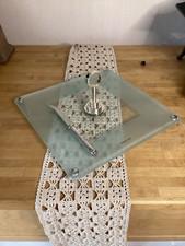 Superbe Plateau À Fromage Verre Métal Argenté Poignée Amovible Carré Élégant 