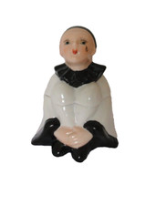 BOITE BIJOUX FAIENCE VERNISSEE PERSONNAGE PIERROT N304
