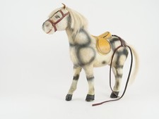 Cheval carton bouilli peint harnachement cuir jouet ancien fin 19ème 38 cm haut